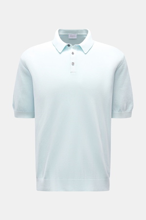 04651 / A trip in a bag - Herren - Kurzarm-Strickpolo 'Pima Cotton' pastellblau