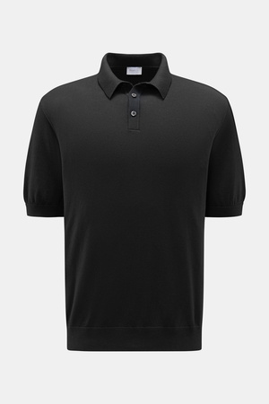 04651 / A trip in a bag - Herren - Kurzarm-Strickpolo 'Pima Cotton' schwarz