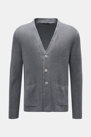 04651 / A trip in a bag - Herren - Leinen Cardigan 'Blue Marine' grau