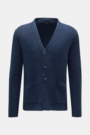 04651 / A trip in a bag - Herren - Leinen Cardigan 'Blue Marine' navy