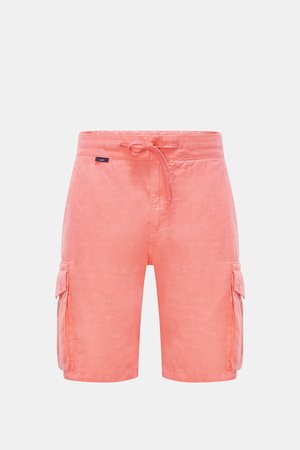 04651 / A trip in a bag - Herren - Leinen Cargo-Bermudas 'Linen Cargo' koralle