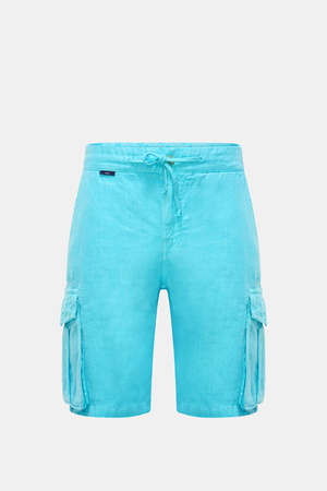 04651 / A trip in a bag - Herren - Leinen Cargo-Bermudas 'Linen Cargo' türkis