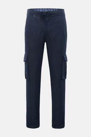 04651 / A trip in a bag - Herren - Leinen Cargo-Joggpants 'Linen Cargo' navy