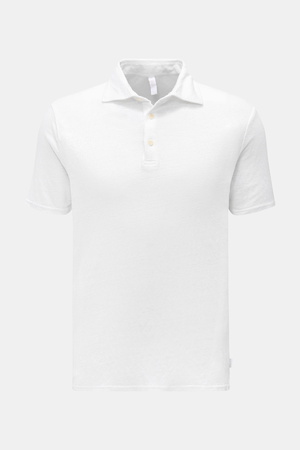 04651 / A trip in a bag - Herren - Leinen Jersey-Poloshirt weiß