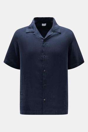 04651 / A trip in a bag - Herren - Leinen-Kurzarmhemd Kubanischer Kragen navy