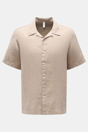 04651 / A trip in a bag - Herren - Leinen Kurzarmhemd 'Linen Cuba' Kubanischer Kragen sand