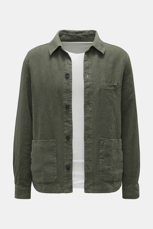 04651 / A trip in a bag - Herren - Leinen-Overshirt graugrün