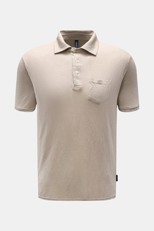 04651 / A trip in a bag - Herren - Leinen-Poloshirt beige