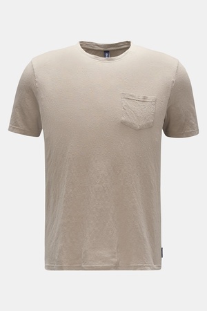 04651 / A trip in a bag - Herren - Leinen Rundhals-T-Shirt beige