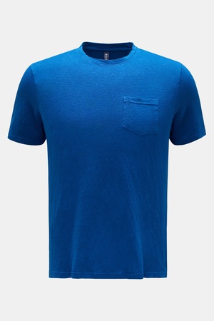 04651 / A trip in a bag - Herren - Leinen Rundhals-T-Shirt blau