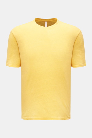 04651 / A trip in a bag - Herren - Leinen Rundhals-T-Shirt 'Linen Jersey' gelb