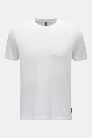 04651 / A trip in a bag - Herren - Leinen Rundhals-T-Shirt weiß