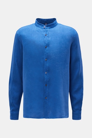 04651 / A trip in a bag - Herren - Leinenhemd 'Linen Guru' Grandad-Kragen blau
