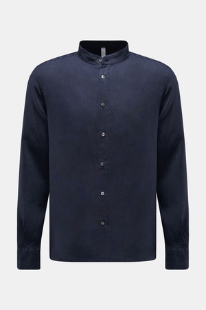 04651 / A trip in a bag - Herren - Leinenhemd 'Linen Guru' Grandad-Kragen navy
