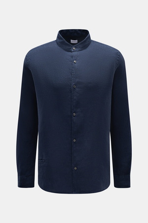 04651 / A trip in a bag - Herren - Leinenhemd 'Linen Guru' Grandad-Kragen navy