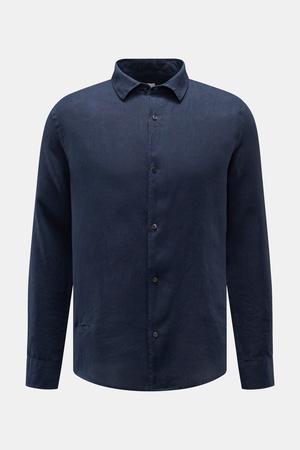 04651 / A trip in a bag - Herren - Leinenhemd schmaler Kragen navy
