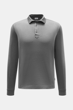 04651 / A trip in a bag - Herren - Longsleeve-Poloshirt 'WJ' grau meliert