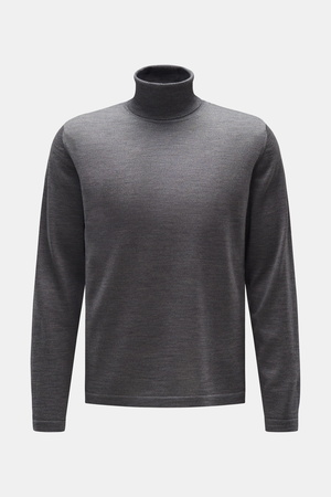 04651 / A trip in a bag - Herren - Merino Feinstrick-Rollkragenpullover 'Oyster' grau