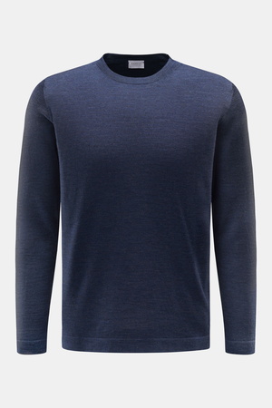 04651 / A trip in a bag - Herren - Merino Feinstrick-Rundhalspullover graublau