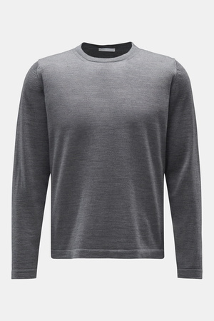 04651 / A trip in a bag - Herren - Merino Feinstrick-Rundhalspullover 'Oyster' grau