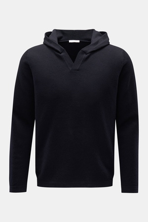 04651 / A trip in a bag - Herren - Merino Kapuzenpullover 'Oyster' navy