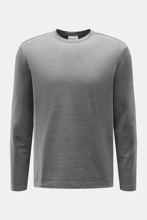 04651 / A trip in a bag - Herren - Merino Longsleeve dunkelgrau meliert