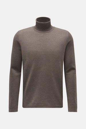 04651 / A trip in a bag - Herren - Merino Rollkragenpullover 'Oyster' graubraun