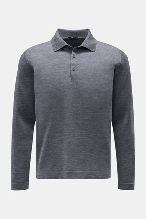 04651 / A trip in a bag - Herren - Merino Strickpolo dunkelgrau