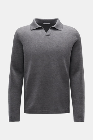 04651 / A trip in a bag - Herren - Merino Strickpolo 'Oyster' grau