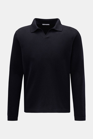 04651 / A trip in a bag - Herren - Merino Strickpolo 'Oyster' navy