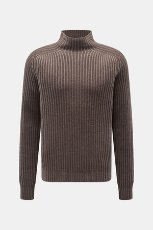 04651 / A trip in a bag - Herren - Mock Neck Pullover 'Foggy Mock' graubraun
