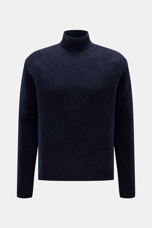 04651 / A trip in a bag - Herren - Mock Neck Pullover 'Grainy' navy meliert