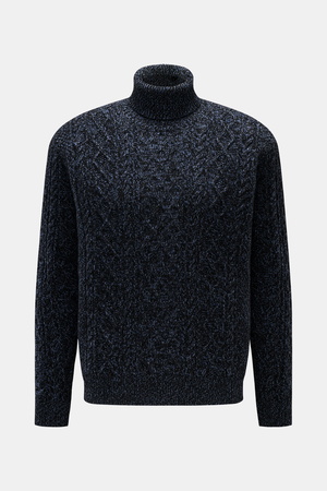 04651 / A trip in a bag - Herren - Rollkragenpullover 'Mouline Cable Turtle' navy meliert