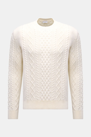 04651 / A trip in a bag - Herren - Rundhalspullover 'Foggy Cable Crew' creme