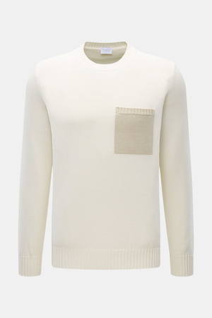 04651 / A trip in a bag - Herren - Rundhalspullover 'Wintercotton Pocket Crew' creme