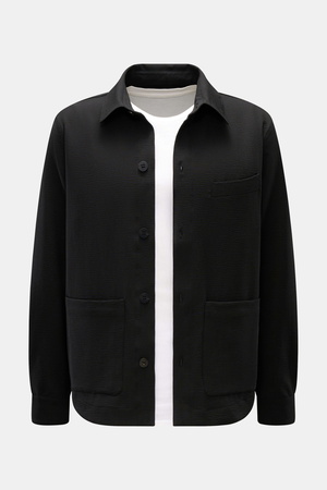 04651 / A trip in a bag - Herren - Seersucker-Overshirt schwarz