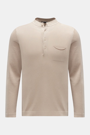 04651 / A trip in a bag - Herren - Strick-Henleyshirt 'Foggy' beige