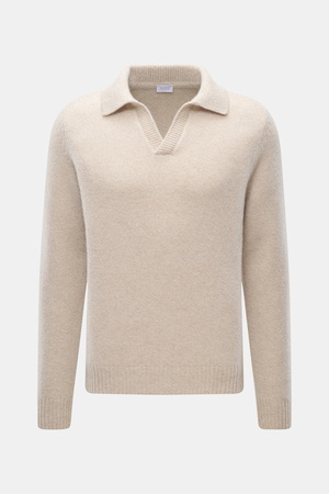 04651 / A trip in a bag - Herren - Strickpolo 'Mouline Johnny' beige meliert