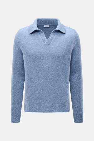 04651 / A trip in a bag - Herren - Strickpolo 'Mouline Johnny' rauchblau meliert