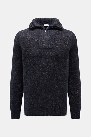 04651 / A trip in a bag - Herren - Troyer 'Chunky Quarter Zip' navy meliert