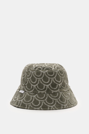 04651 / A trip in a bag - Herren - Wende-Frottee Bucket Hat graugrün