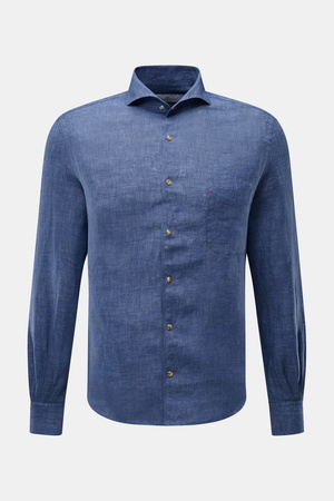 Ace Denim  - Herren - Leinenhemd Haifisch-Kragen graublau