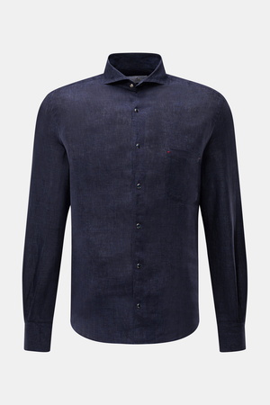 Ace Denim  - Herren - Leinenhemd Haifisch-Kragen navy