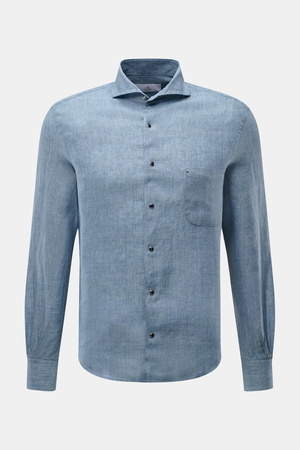 Ace Denim  - Herren - Leinenhemd Haifisch-Kragen rauchblau