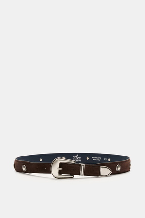 Ace Denim  - Herren - Veloursleder Gürtel 'Cowboy Belt' dunkelbraun