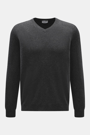 Aida Barni  - Herren - Cashmere V-Neck Pullover dunkelgrau meliert