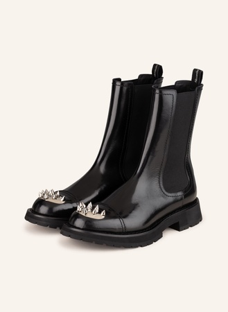 Alexander McQueen  Chelsea-Boots Mit Nieten schwarz beige