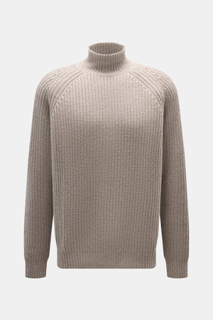 Allude - Herren - Mock Neck Pullover beige meliert