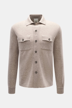 Allude - Herren - Strickhemd taupe meliert
