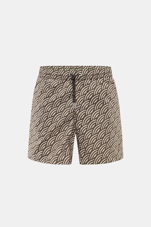 Moorer  - Herren - Badeshorts dunkelgrün/altrosa gemustert